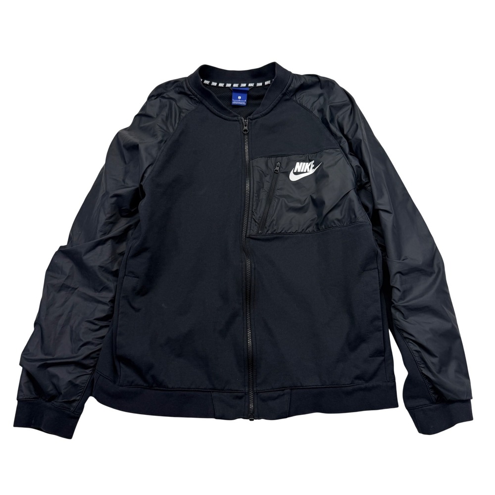 Nike AV15 Bomber Jacket Mens L Black 846878-010 Sportswear Hybrid Full Zip